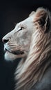 White lion, isolated on black background. King of beasts, biggest cat of the world. Royalty Free Stock Photo