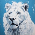 White Lion Acrylic Painting: Hyperrealistic Mural With Glassy Translucence Royalty Free Stock Photo