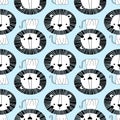 White lion seamless pattern