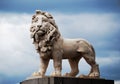White lion statue on Westminster Bridge in London, England Royalty Free Stock Photo