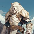 Anthropomorphic White Lion God - Detailed Character Design In Cliff Chiang Style Royalty Free Stock Photo