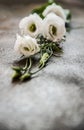 White lisianthus flower on abstract bouquet