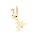 White little bunny standing on two legs, cute funny rabbit cartoon character vector Illustration on a white background Royalty Free Stock Photo