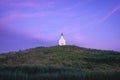 White little church on top of  the hill. Royalty Free Stock Photo