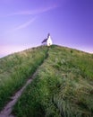White little church on top of  the hill, Royalty Free Stock Photo