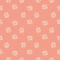 WHite little leaf silhouettes seamless cute pattern. Botanic style backdrop with pink pastel background