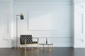 White living room, armchair and poster Royalty Free Stock Photo