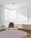 White living room corner, armchair and poster Royalty Free Stock Photo