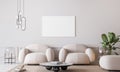 White living room in modern design, minimal clear space on empty bright background Royalty Free Stock Photo