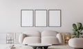 White living room in modern design, minimal clear space on empty bright background Royalty Free Stock Photo