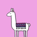 White llama with blanket cartoon vector illustration