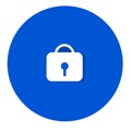 White Lock Security Icon Blue Round Background Royalty Free Stock Photo