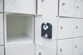 White locker locker. open the door. safe deposit box Royalty Free Stock Photo