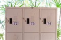 White lockers for safe storage There are numbers attached for memorization