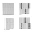 White lockers for schoool or gym. Set of closed and open sections