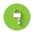 White Lockpicks or lock picks for lock picking icon isolated with long shadow. Green circle button. Vector Illustration Royalty Free Stock Photo