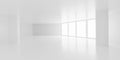White loft style room with window and concrete floor, architecture mock up, 3d render illustration with empty space for Royalty Free Stock Photo