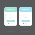 White Login form web page design template or mock up. Mobile website ui vector elements set. Royalty Free Stock Photo