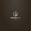 Vector minimalistic single line logo of cursor arrow in hexagonal frame