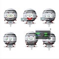 White lolipop wrapped Programmer cute cartoon character with