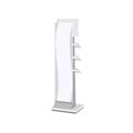 White Long Blank Empty Showcase Displays With Retail Shelves. 3D Products On White Background Isolated. Ready For Your Design Avy