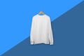 White long sleeve t shirt floating isolated on plain background Royalty Free Stock Photo