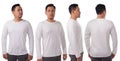 White Long Sleeved Shirt Design Template