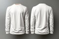 A white long sleeved shirt with a leather collar, white isolated mockup.