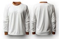 A white long sleeved shirt with a leather collar, white isolated mockup.