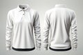 A white long sleeved shirt with a leather collar, white isolated mockup.