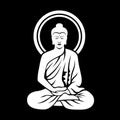 White The Lord Buddha sitting meditated on black background clip art illustration vector design Royalty Free Stock Photo