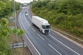 White lorry travelling on motorway Royalty Free Stock Photo