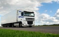 White lorry with white trailer Royalty Free Stock Photo