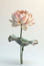 white lotos flower in pond, symbol of wesak day. 3d illustration