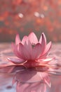 white lotos flower in pond, symbol of wesak day. 3d illustration