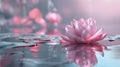 white lotos flower in pond, symbol of wesak day. 3d illustration