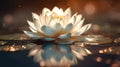 A white lotus in a golden magic pond. Generative Ai