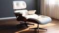 White Lounge Chair And Ottoman With Photorealistic Retro Visuals