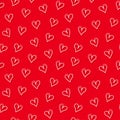 White love hearts with red background seamless pattern