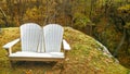 Adirondack Love Seat Chair on a Rock Ledge