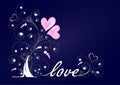 White love tree with curls and pink hearts on a dark blue background Royalty Free Stock Photo
