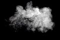 White luminous abstract chaotic puffs of smoke on black background.