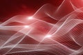 White luminous wavy mesh on a red background. Abstract background