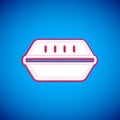 White Lunch box icon isolated on blue background. Vector