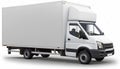 white luton van, with black trim isolated on white background