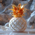 White Luxe Background Featuring a Small Exotic Pineapple Royalty Free Stock Photo