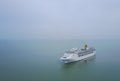 White luxury cruise ship docked in beautiful Caribbean sea close Royalty Free Stock Photo