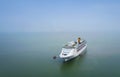 White luxury cruise ship docked in beautiful Caribbean sea close Royalty Free Stock Photo