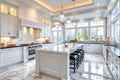 White luxury design of kitchen with marmores floor AI Generated