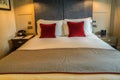 Luxury double bed with comfy pillow in 5 star hotel Royalty Free Stock Photo